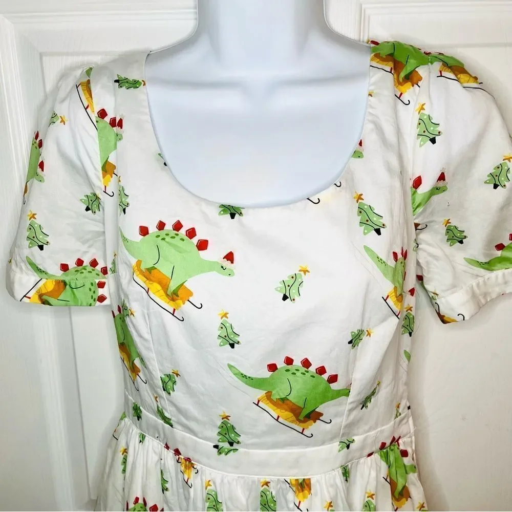 ModCloth White Midi Dress with Green and Yellow Floral Print - Picture 3 of 9